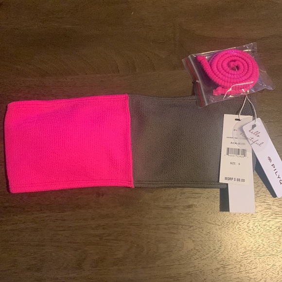 Pilyq Two Tone Color Block Bandeau Bikini Top - Picture 4 of 11